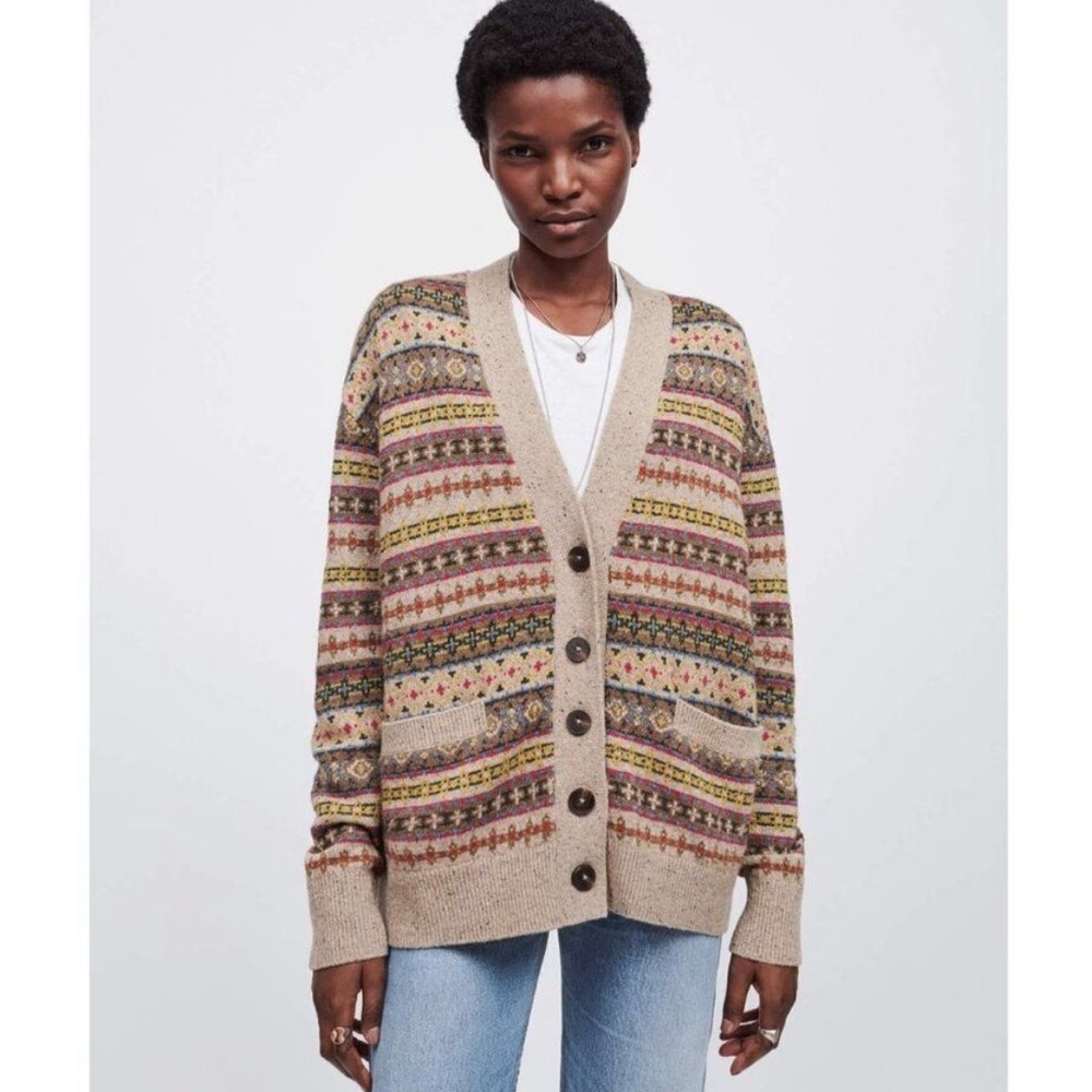 NWT Re/Done 90’s Fair Isle Oversized Cardigan